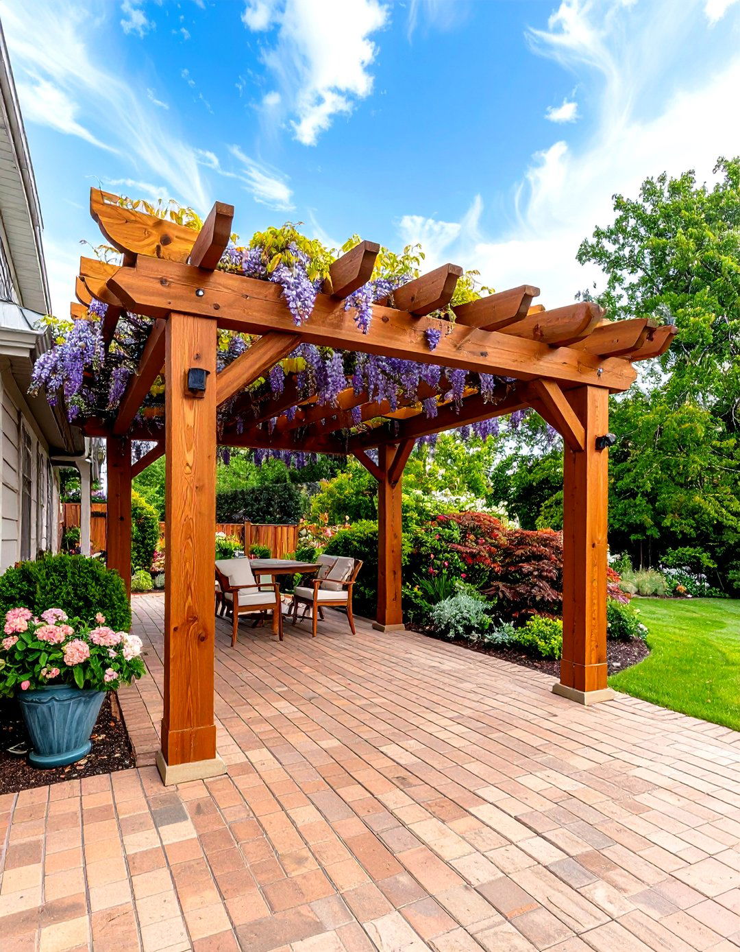 Classic Attached Wooden Patio Pergola - 30 pergola ideas for patio