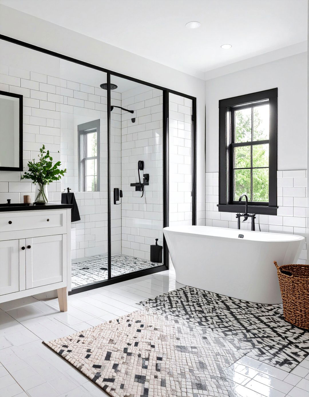 Classic Black and White Bathroom - 30 3d bathroom design ideas