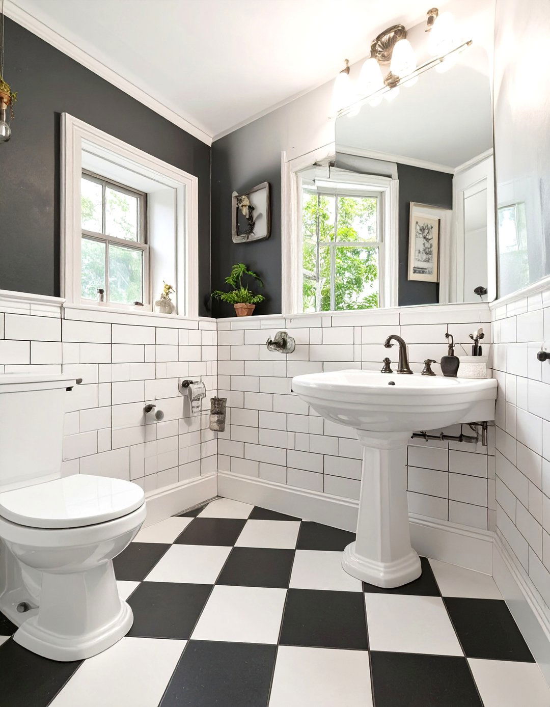 Classic Black and White Checkerboard Bathroom Flooring - 30 bathroom flooring ideas