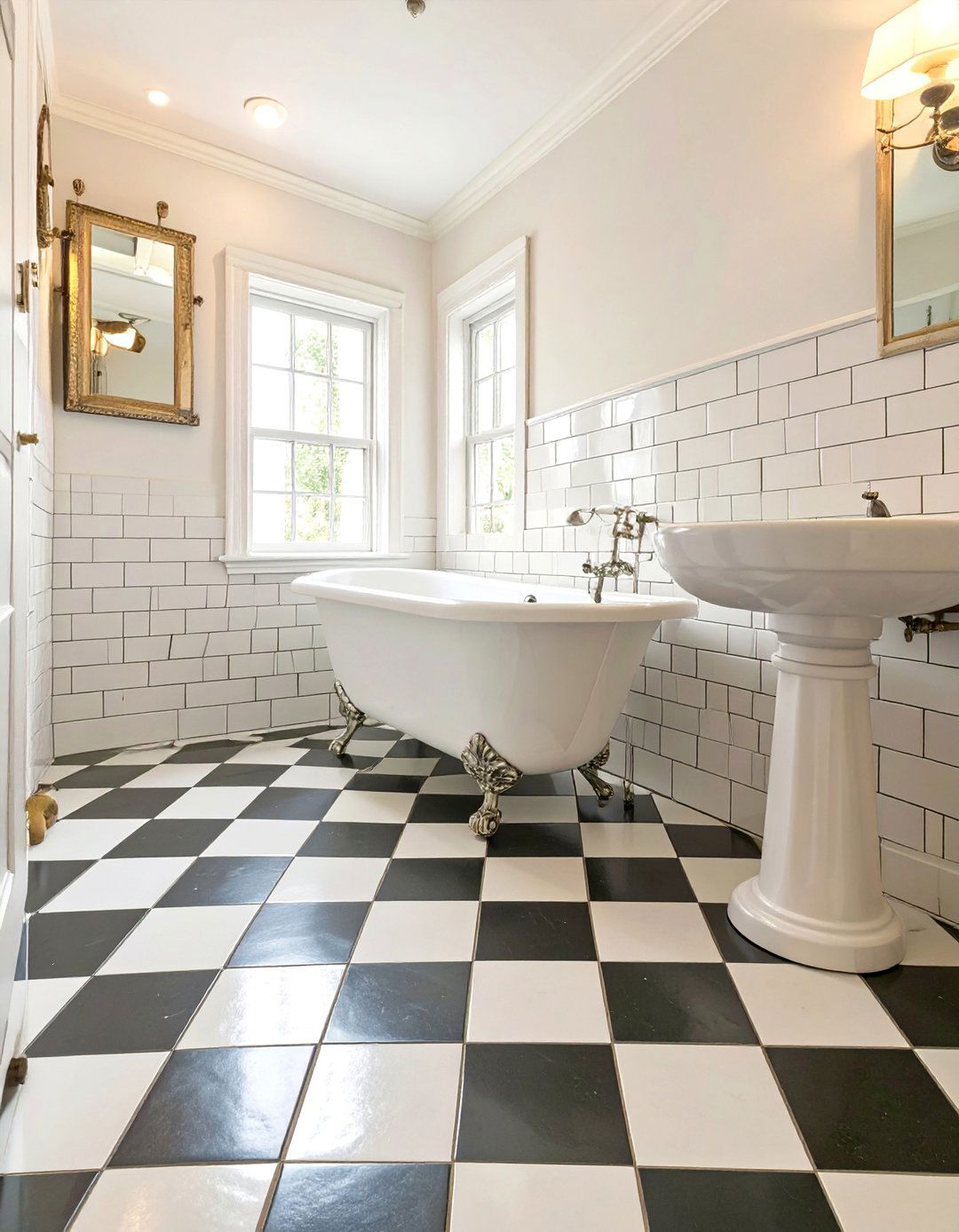 Classic Black and White Checkerboard Bathroom Tiles - 30 bathroom floor tiles ideas