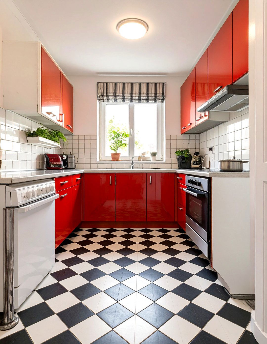 Classic Black and White Checkerboard Kitchen Floor Tile - 30 small kitchen floor tile ideas