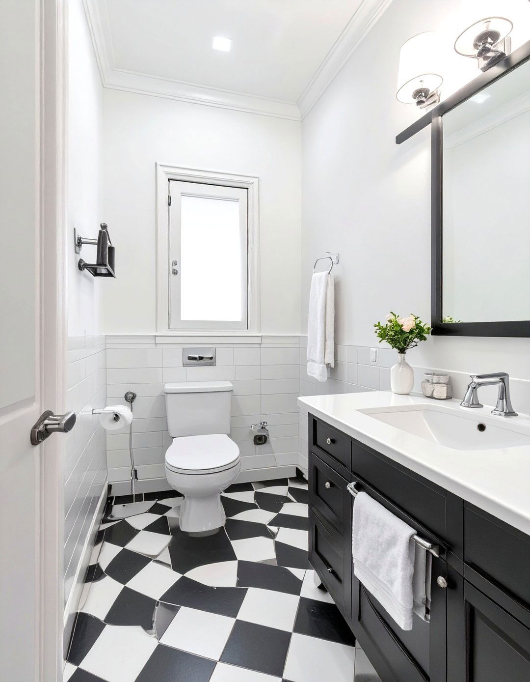Classic Black and White Half Bathroom - 30 half bathroom remodel ideas