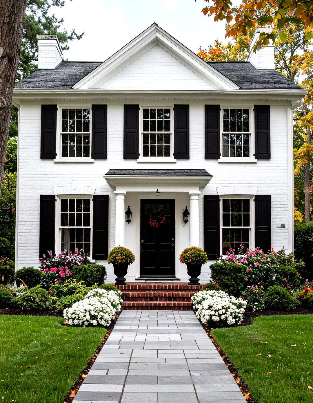 Classic Black and White Theme - 30 exterior brick paint color ideas