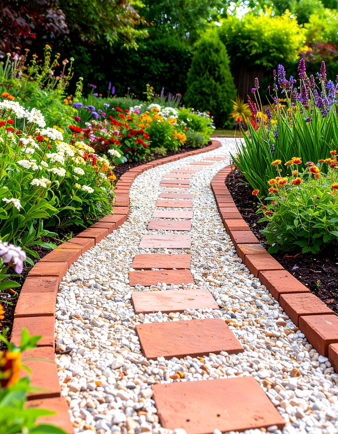 Classic Brick Edging for a Pea Gravel Patio - 30 pea gravel patio edging ideas