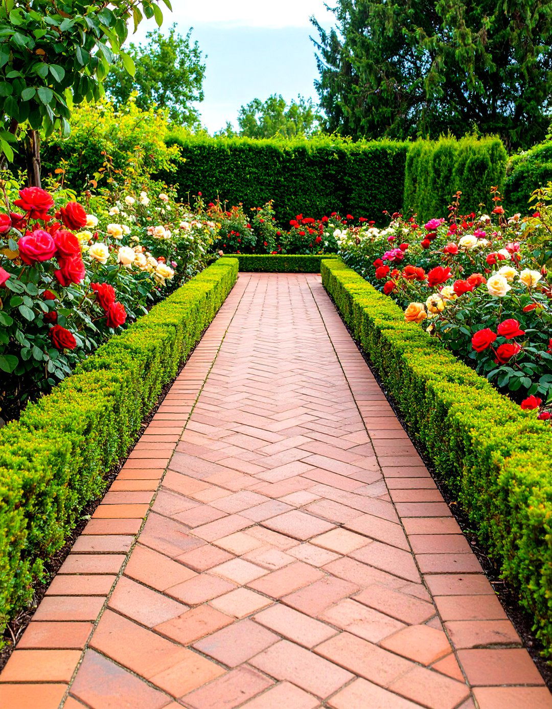 Classic Brick Herringbone Garden Walkway - 30 garden walkway ideas