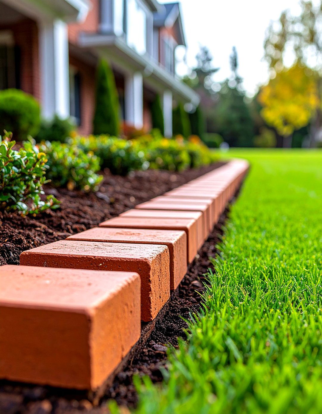 Classic Brick Soldier Course Lawn Edging - 30 lawn edging ideas
