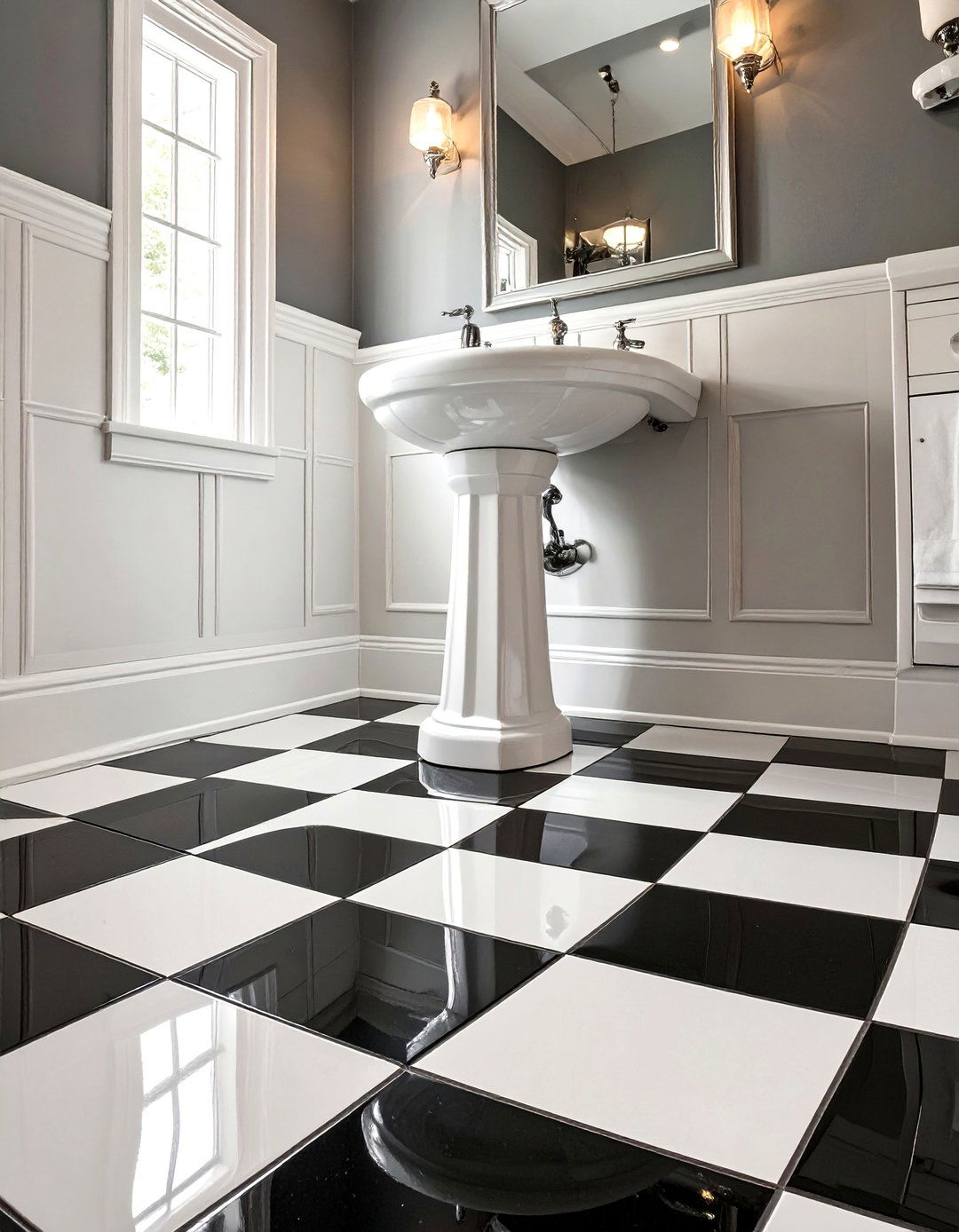Classic Checkerboard Bathroom Floor - 30 bathroom tile paint ideas