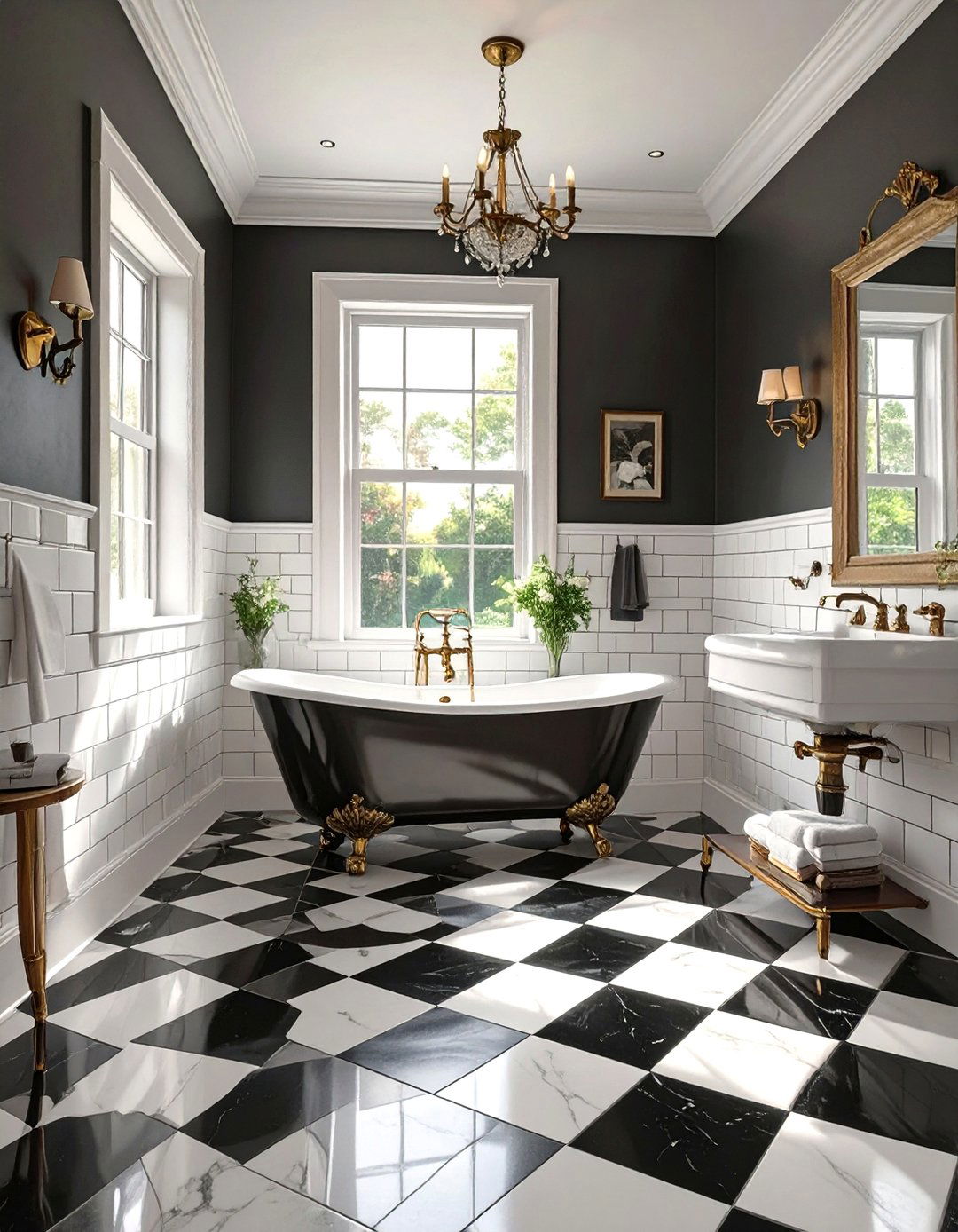 Classic Checkerboard Floor Bathroom - 30 black and white bathroom ideas