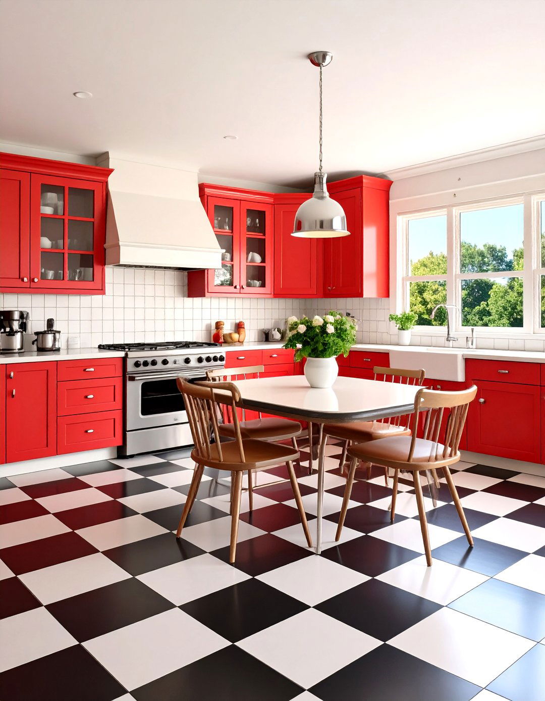 Classic Checkerboard Tile Kitchen Floor - 30 kitchen floors ideas