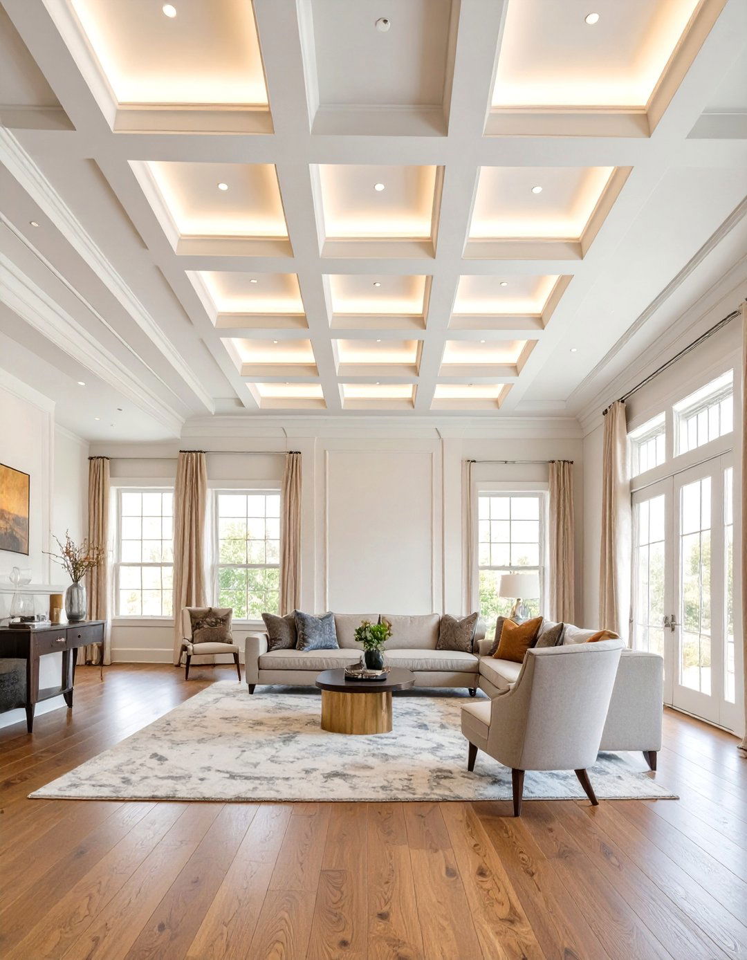 Classic Coffered Ceiling Design - 30 ceiling ideas for living room
