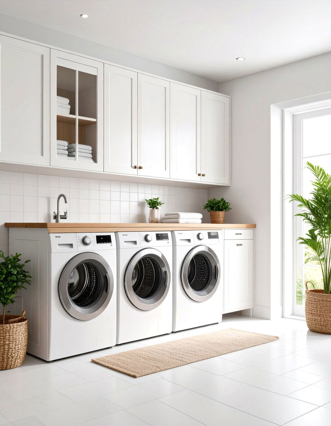 Classic Crisp White Laundry Room - 30 laundry room paint ideas