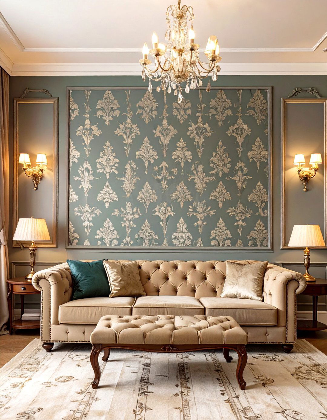 Classic Damask Print Living Room Wallpaper - 30 classy wallpaper designs for living room