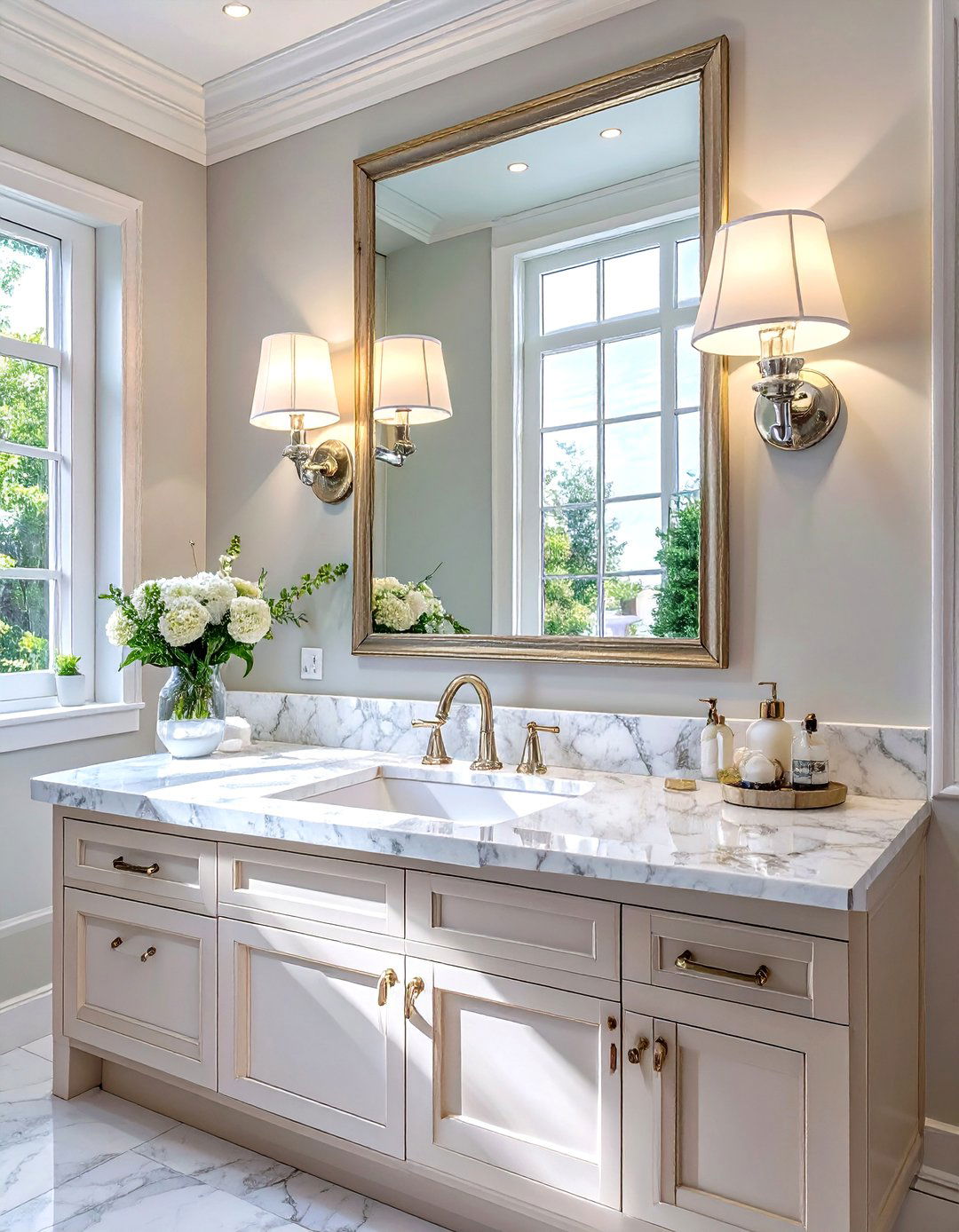 Classic Dual Vanity Sconces - 30 bathroom lighting ideas