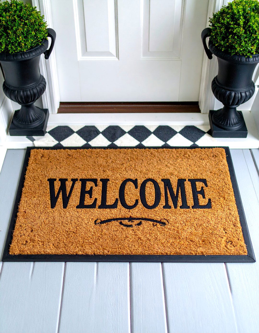 Classic Layered Welcome Mat - 30 front porch rug ideas