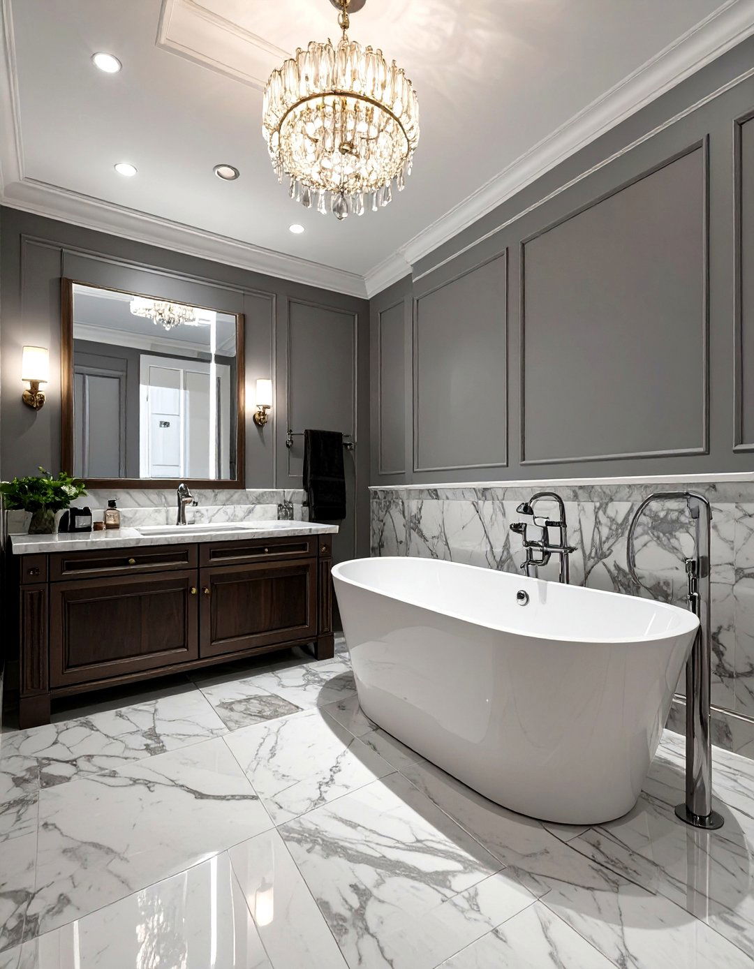 Classic Marble Bathroom Tile Floor - 30 bathroom tile floor ideas