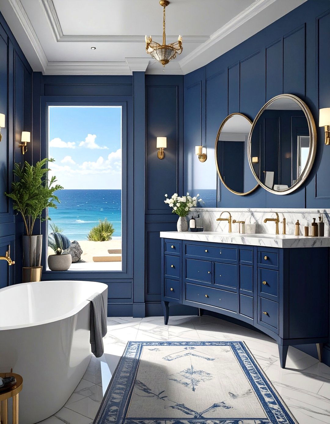 Classic Nautical Navy Bathroom - 30 beach bathroom ideas