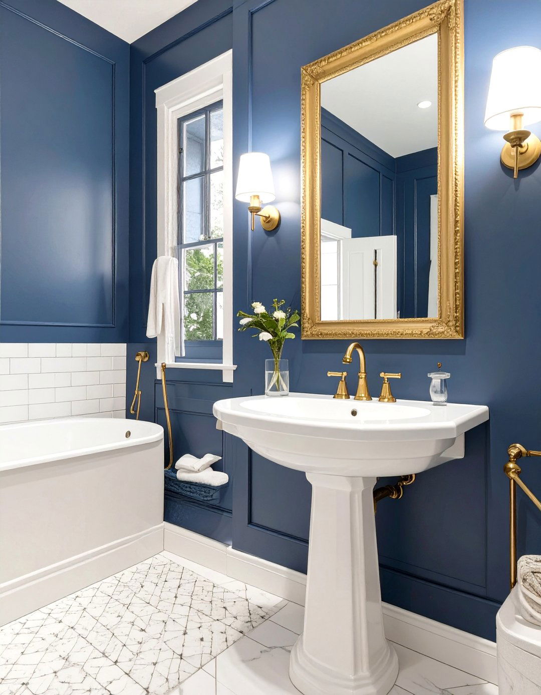 Classic Navy Blue Bathroom - 30 bathroom wall paint ideas