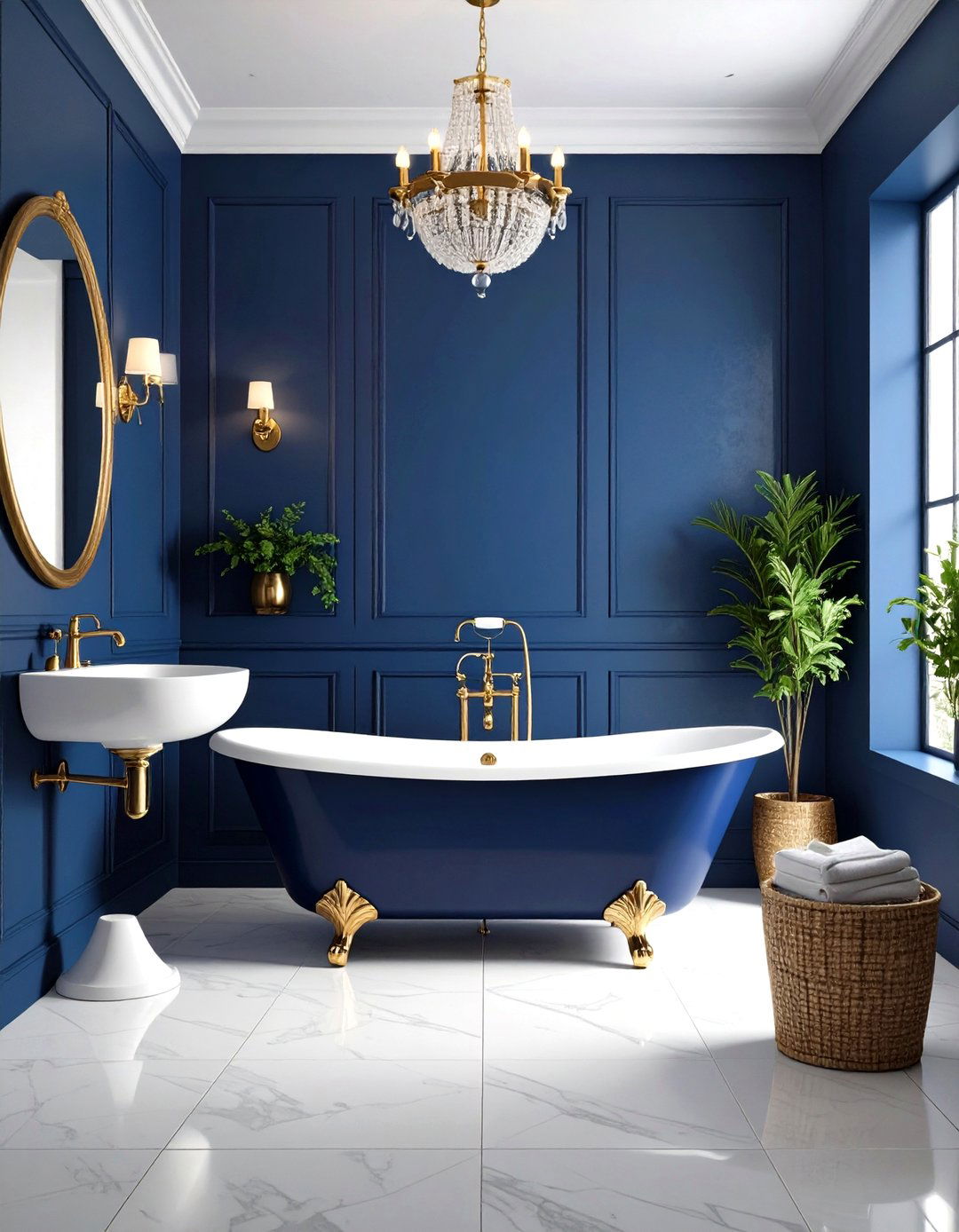 Classic Navy Blue Bathroom - 30 interior paint color ideas