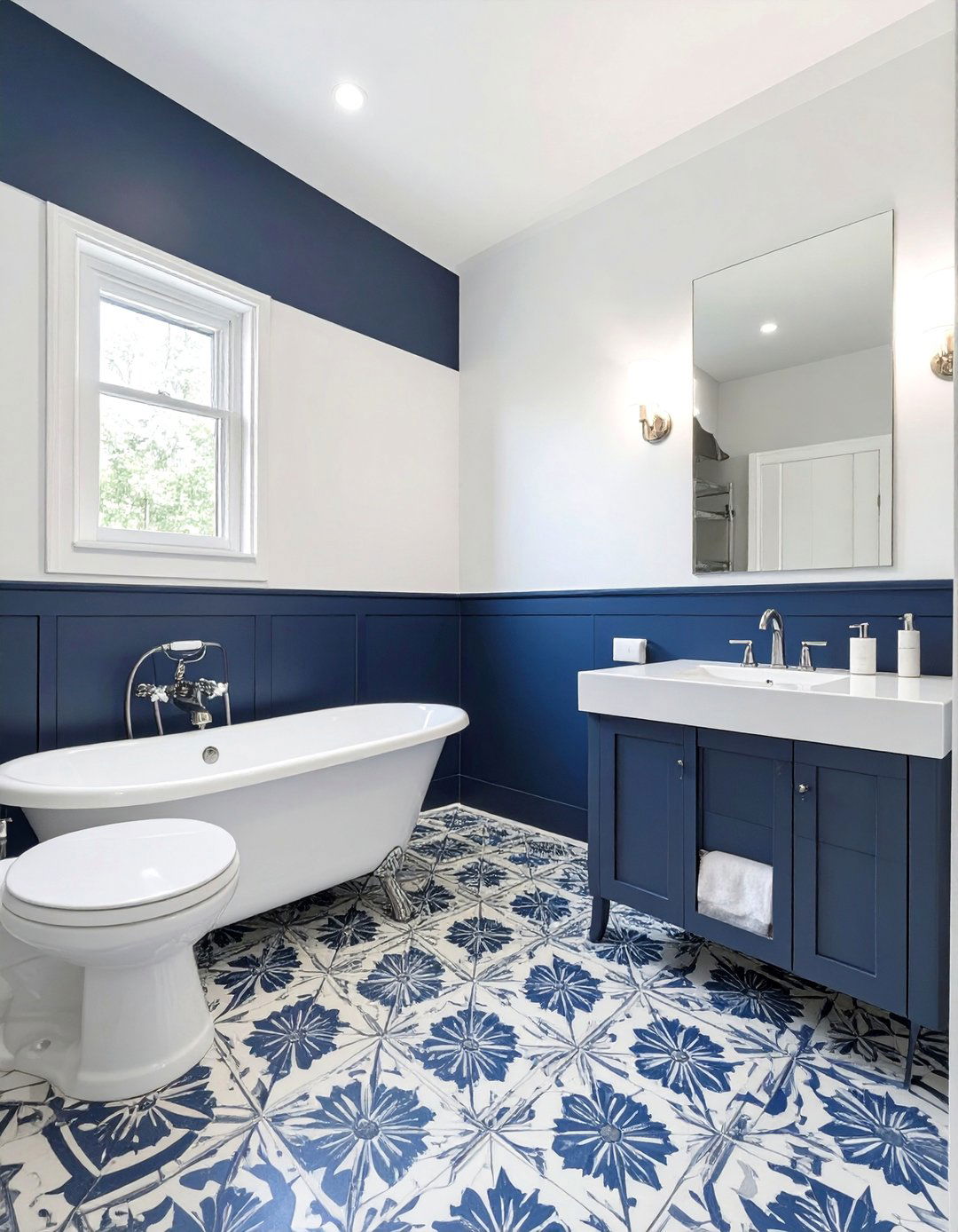 Classic Navy and White Bathroom - 30 bathroom painting ideas