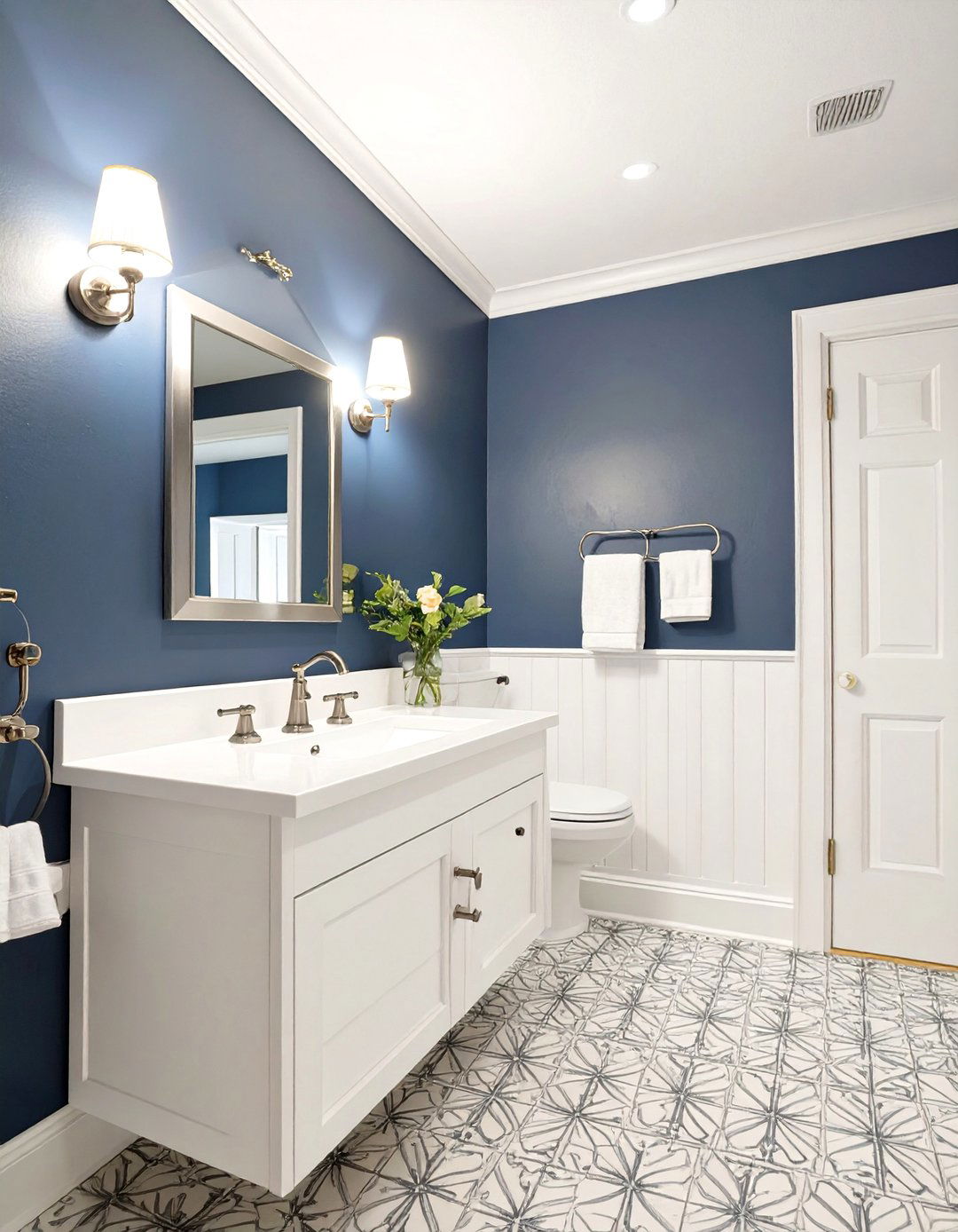 Classic Navy and White Bathroom - 30 bathroom colors ideas