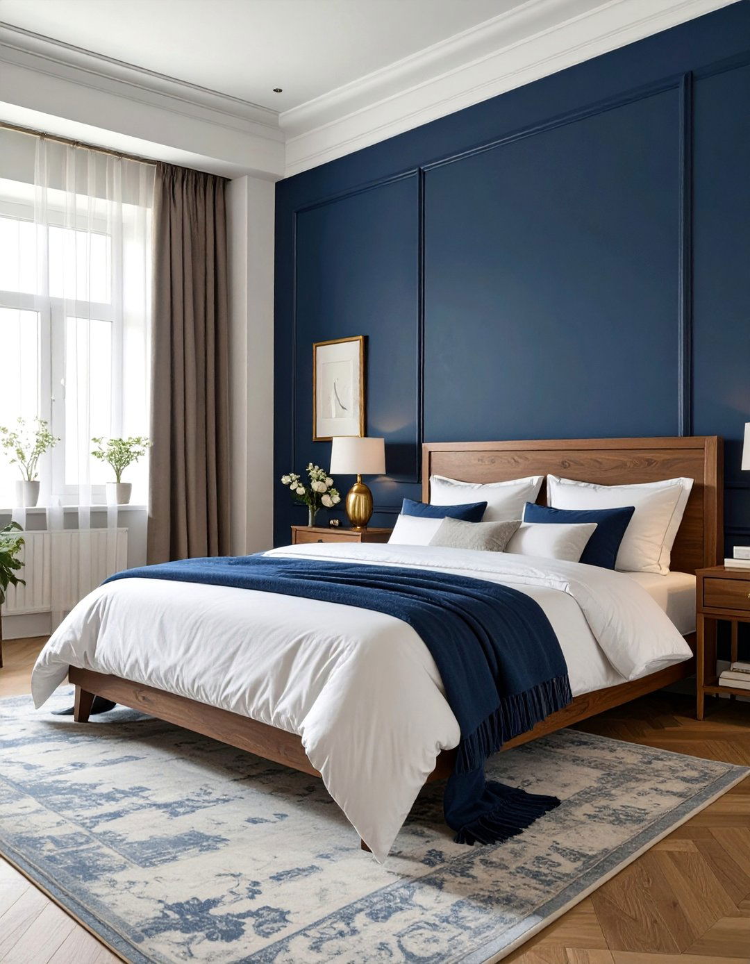 Classic Navy and White Bedroom - 30 color ideas for bedroom