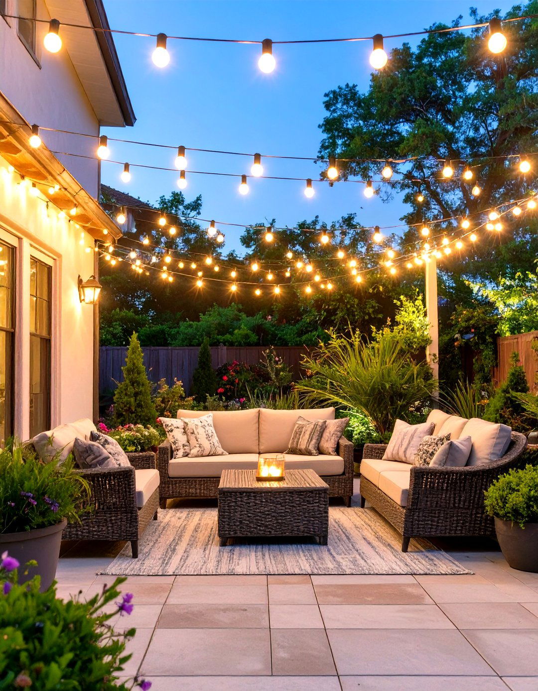 Classic Patio String Lights Canopy - 30 outdoor patio lighting ideas