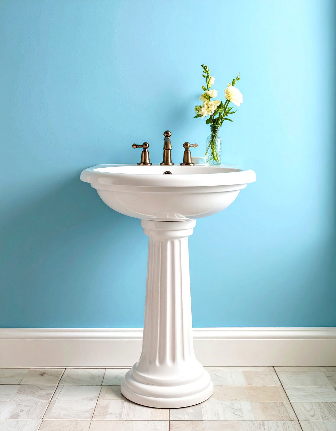 Classic Pedestal Sink - 30 small bathroom makeover ideas