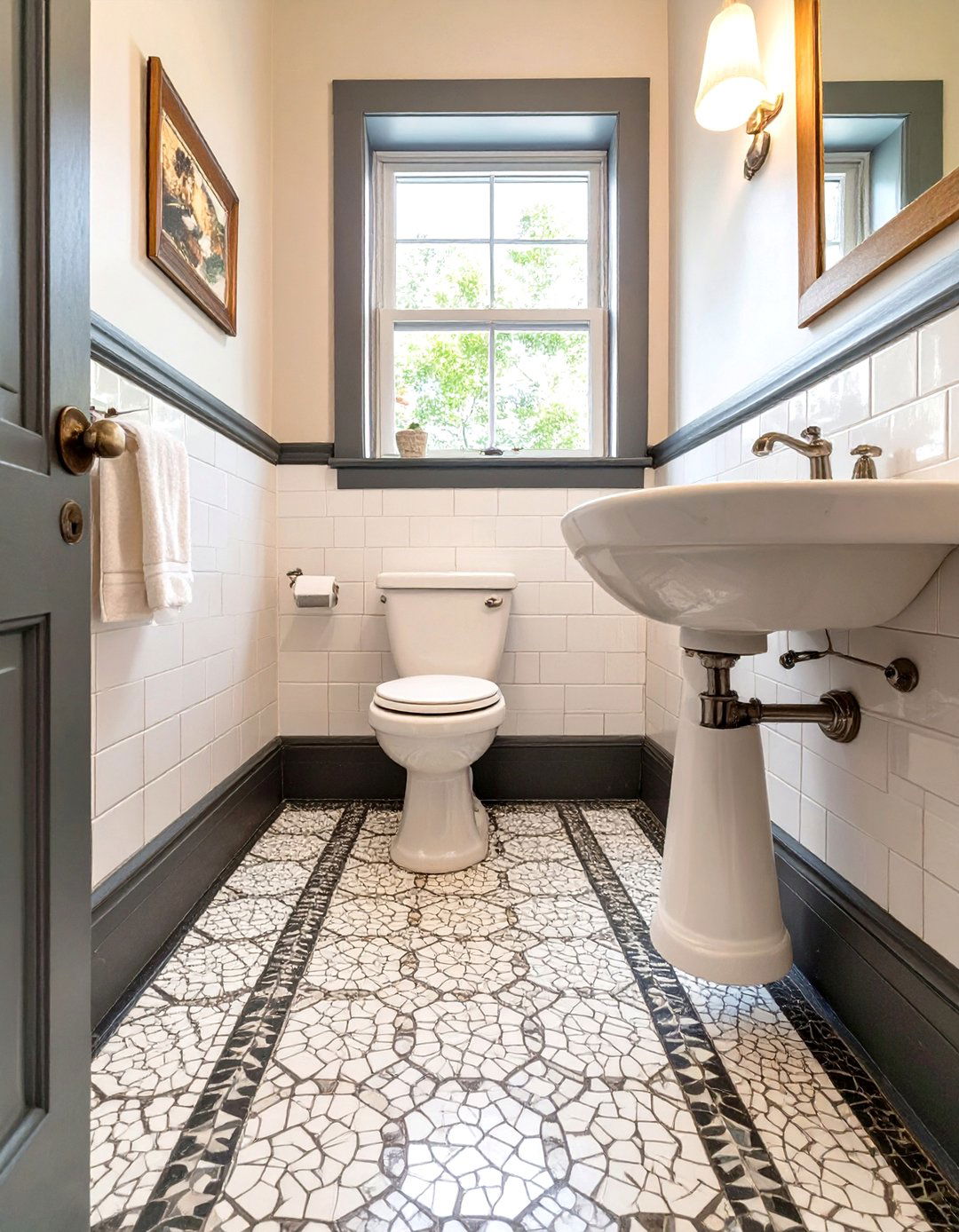 Classic Penny Mosaic Floor Tiles - 30 small bathroom floor tile ideas