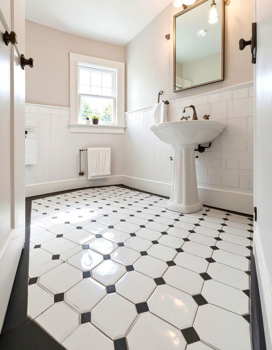 Classic Penny Tile Flooring for Small Bathrooms - 30 small bathroom bathroom flooring ideas