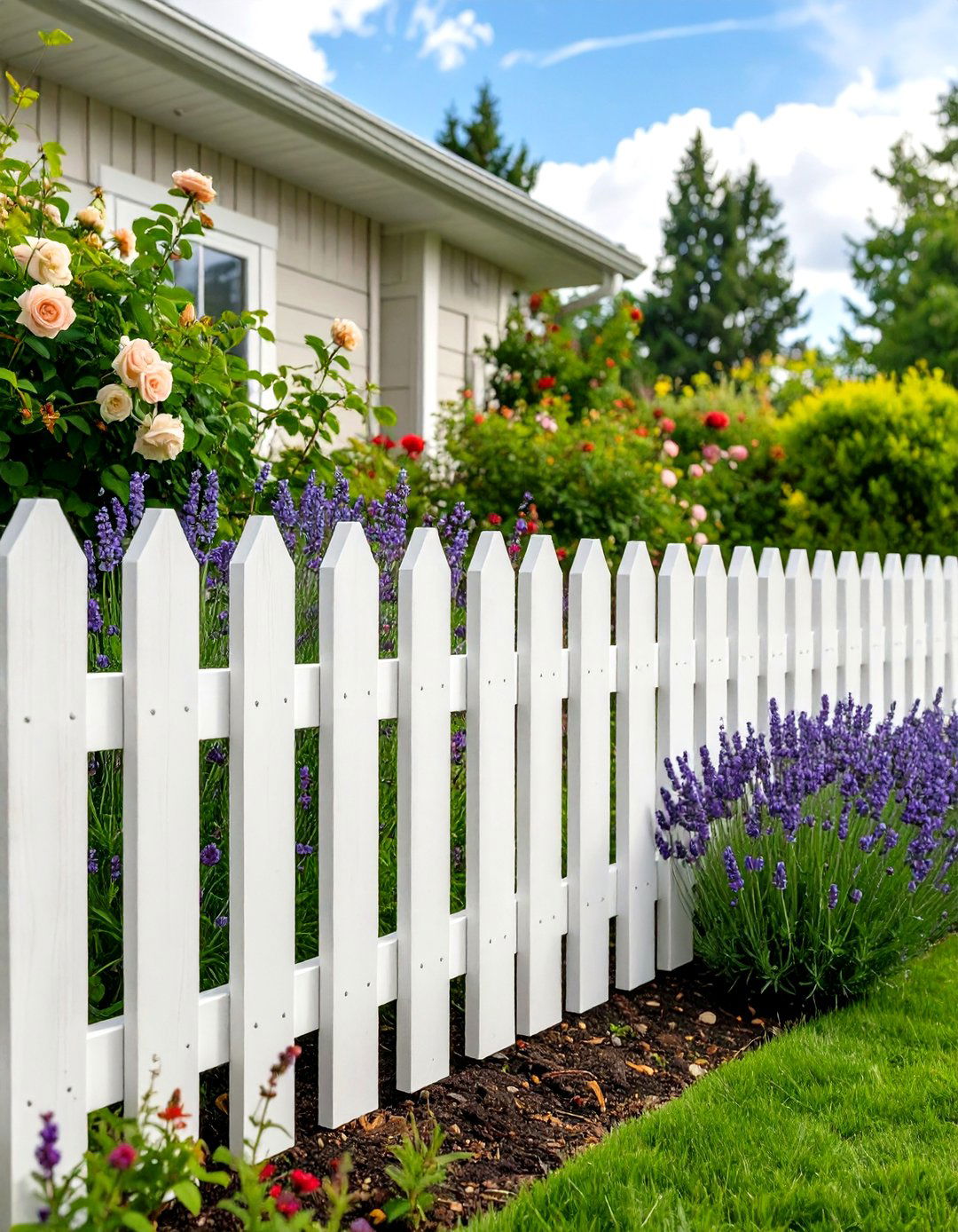 Classic Picket Fence with a Modern Twist - 30 cheap front yard fence ideas
