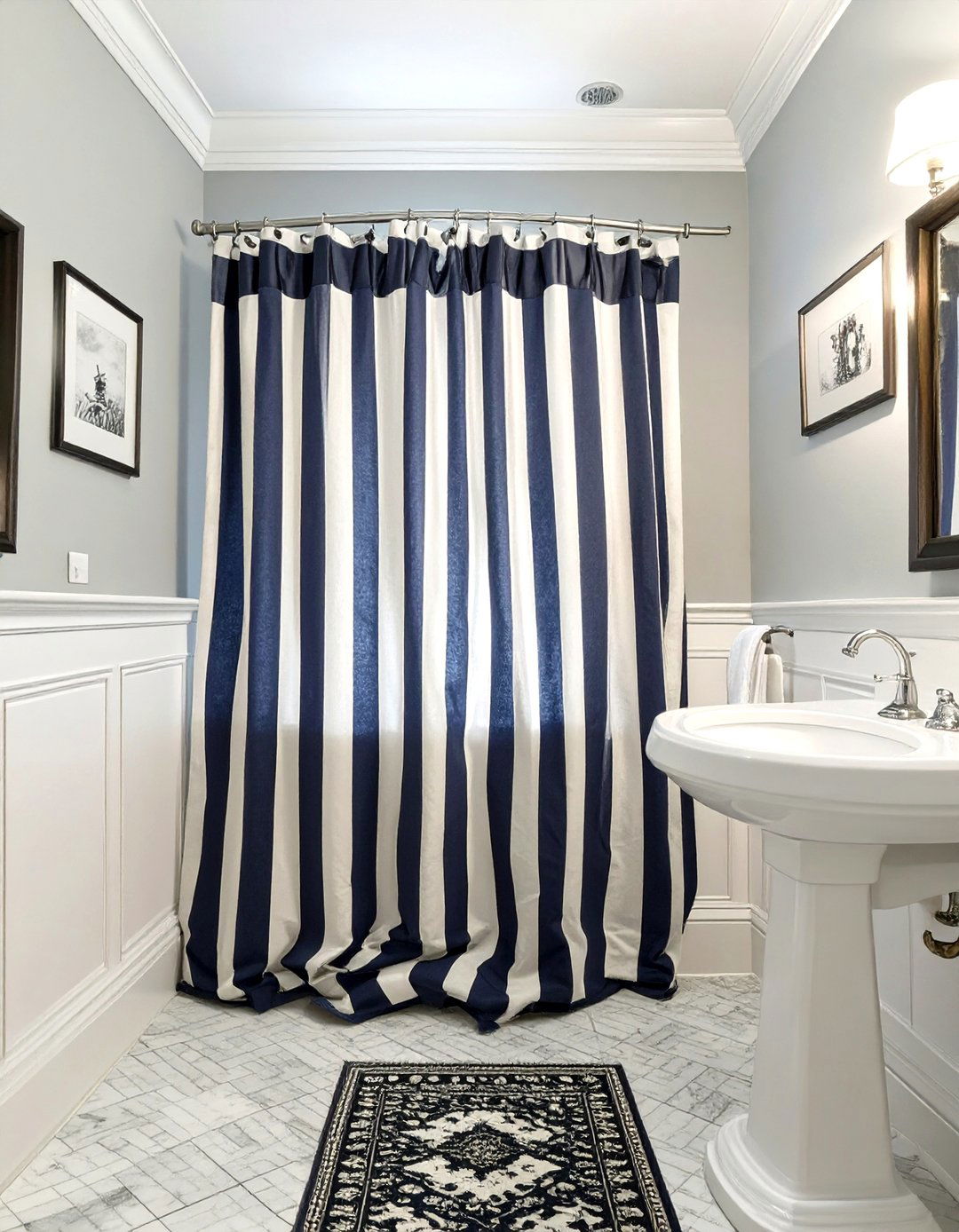 Classic Pinstripe Shower Curtain - 30 elegant shower curtain ideas