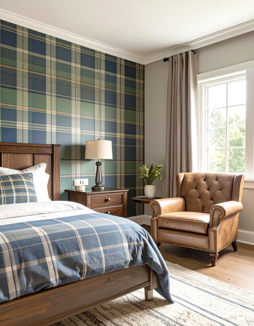 Classic Plaid Pattern Bedroom - 30 classy bedroom wallpaper designs