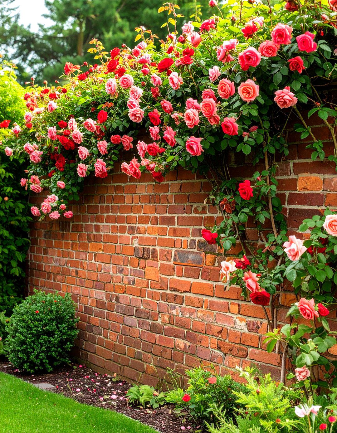 Classic Red Brick Garden Wall - 30 backyard wall ideas