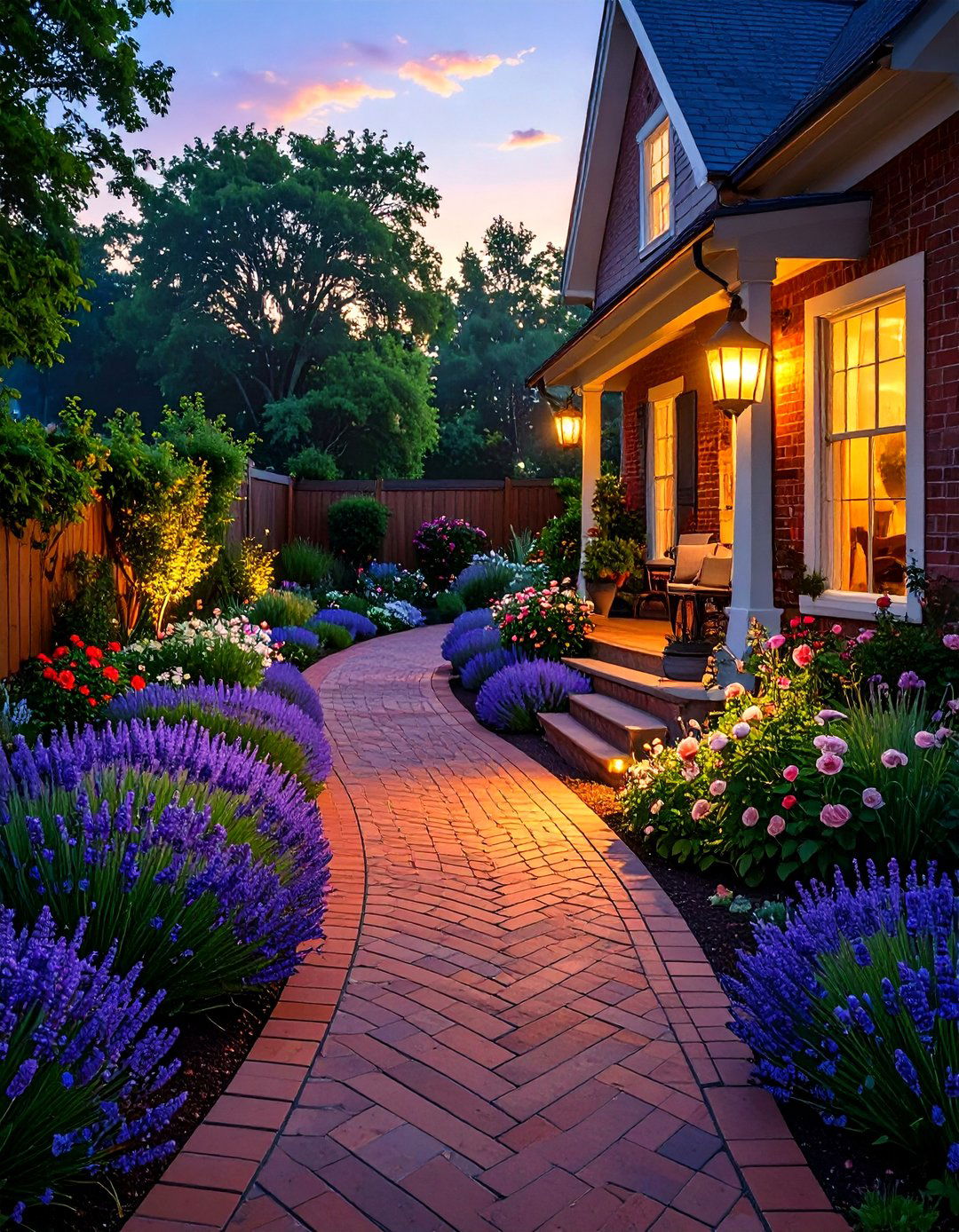 Classic Red Brick Herringbone - 30 backyard walkway ideas