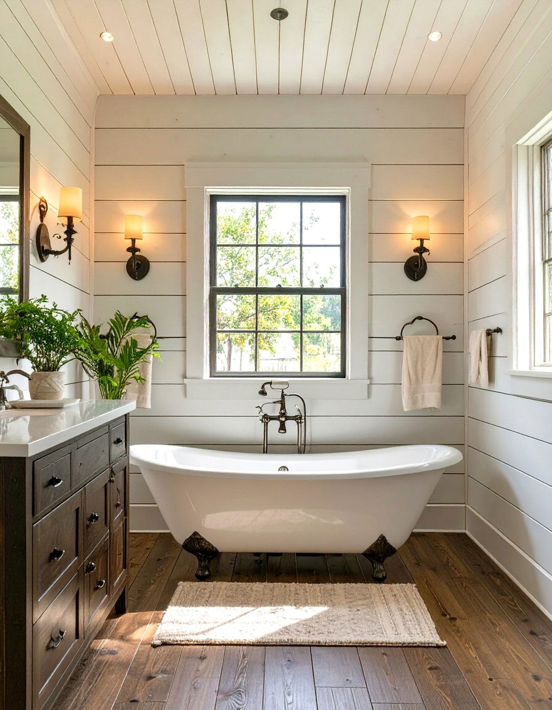 Classic Shiplap Wall Bathroom - 30 farmhouse bathroom ideas