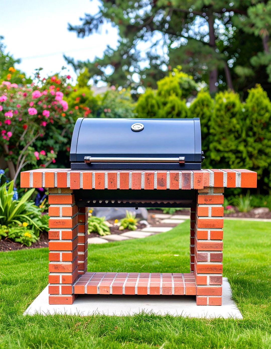 Classic Single Grill Outdoor Brick BBQ - 30 outdoor brick bbq designs pictures