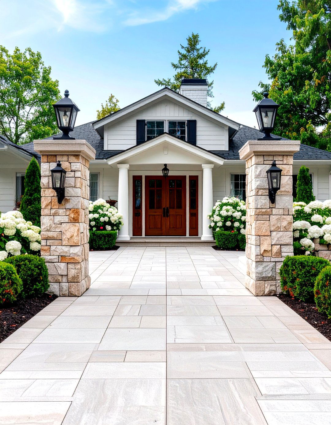 Classic Stone Pillar Driveway Entrance - 30 driveway entrance landscaping ideas