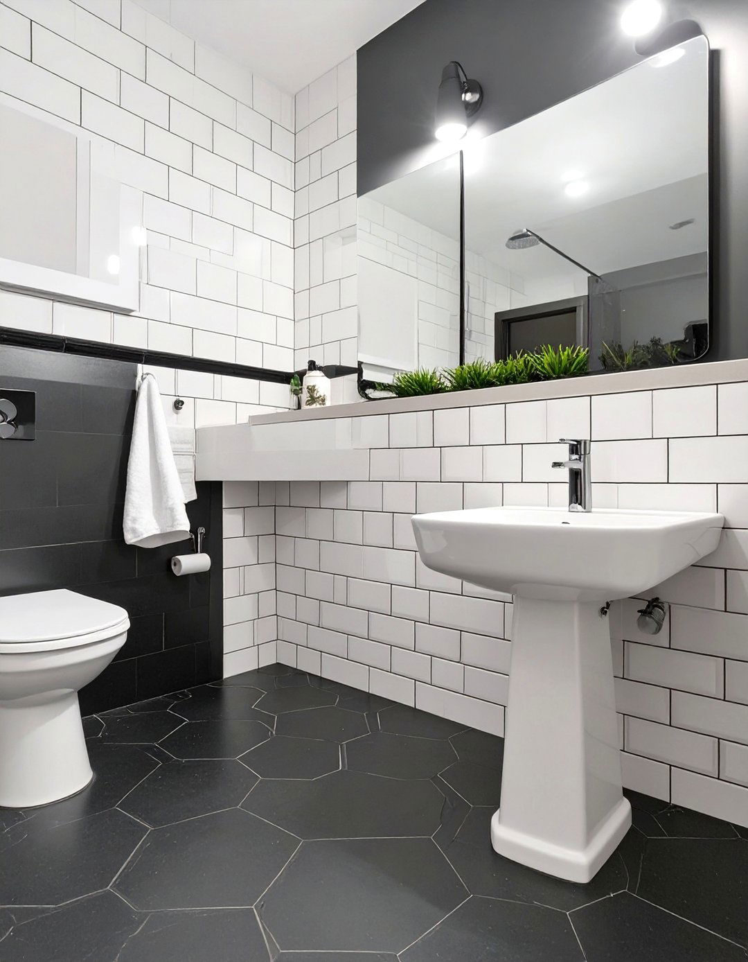 Classic Subway Tile Bathroom - 30 black and white small bathroom ideas