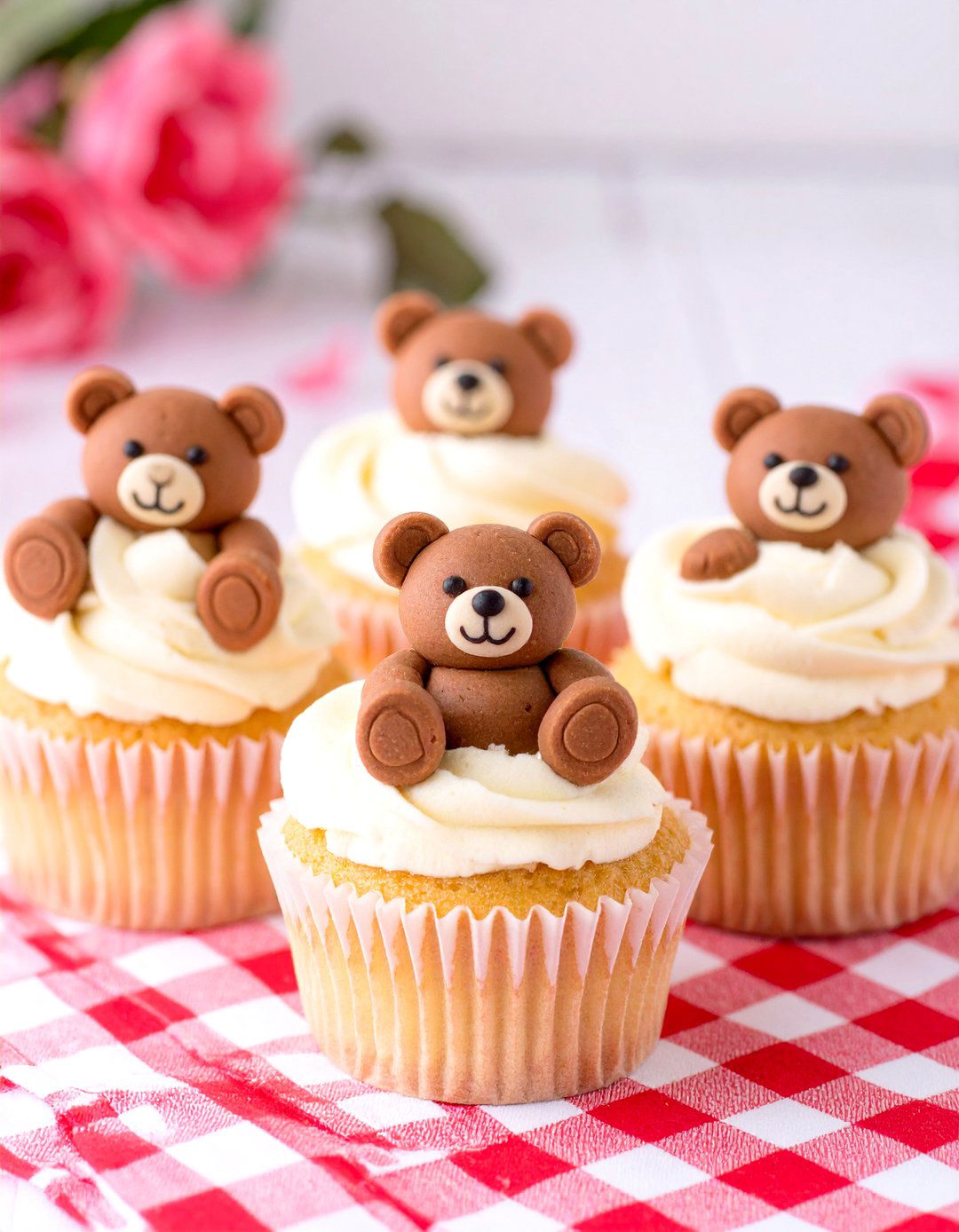Classic Teddy Bear Picnic Cupcakes - 30 baby shower cupcake ideas