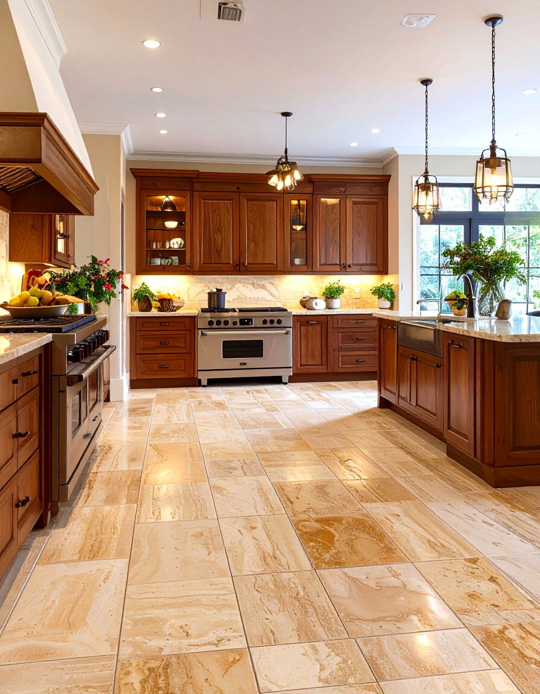 Classic Travertine Tile Kitchen Floor - 30 kitchen floor tile ideas