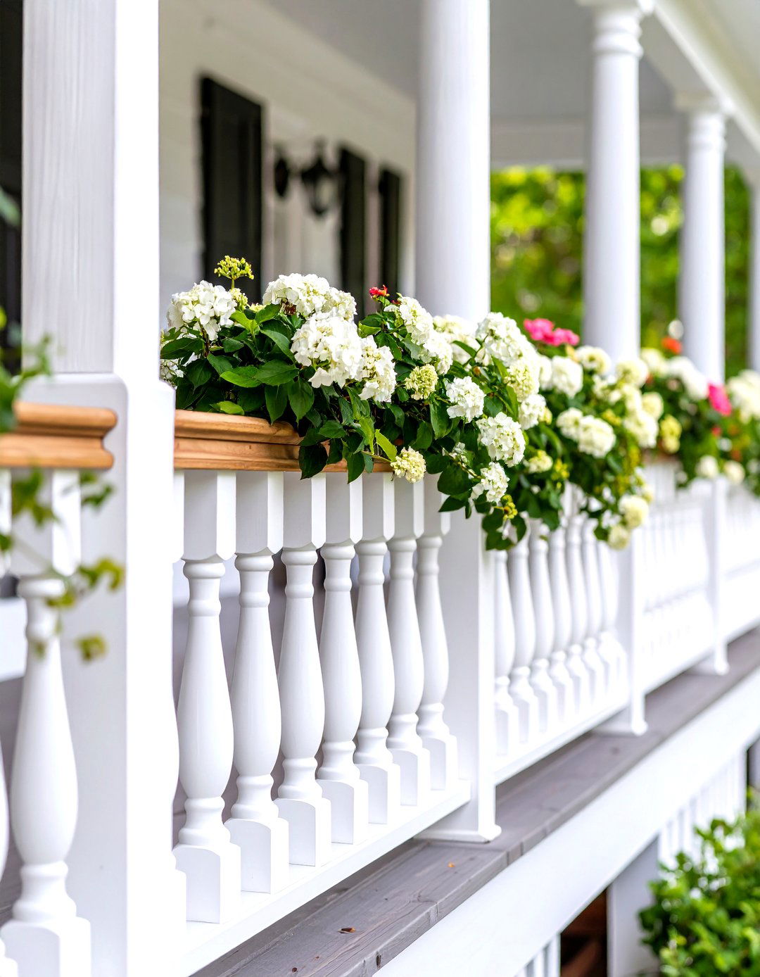 Classic Vertical Wood Baluster Porch Railing - 30 porch railing designs