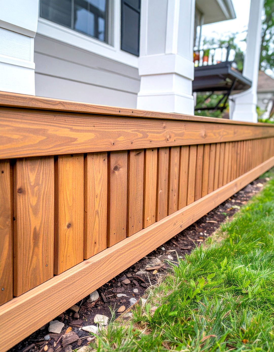 Classic Vertical Wood Slats - 30 inexpensive deck skirting ideas
