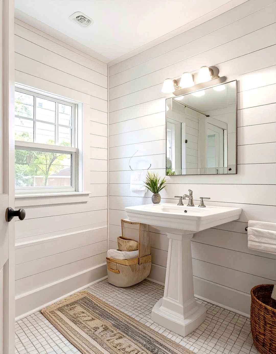 Classic White Horizontal Shiplap Bathroom - 30 shiplap bathroom ideas