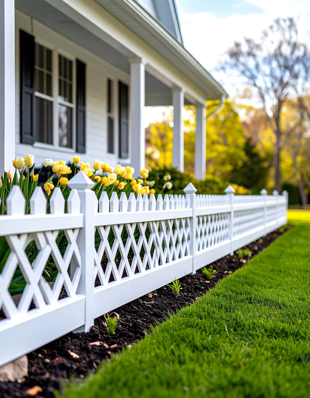 Classic White Lattice Porch Skirting - 30 porch skirting ideas