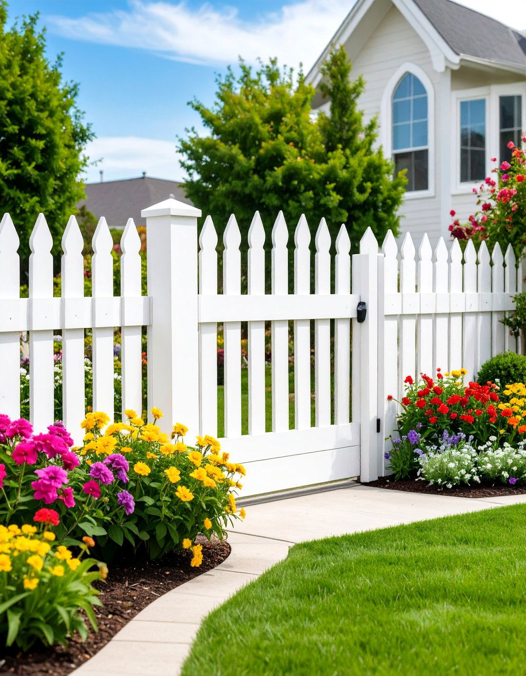 Classic White Picket Fence - 30 small front yard fence ideas