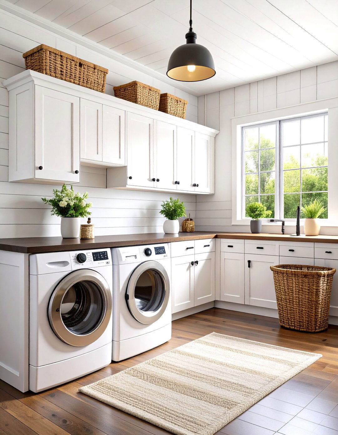 Classic White Shiplap Laundry Room - 30 farmhouse laundry room ideas
