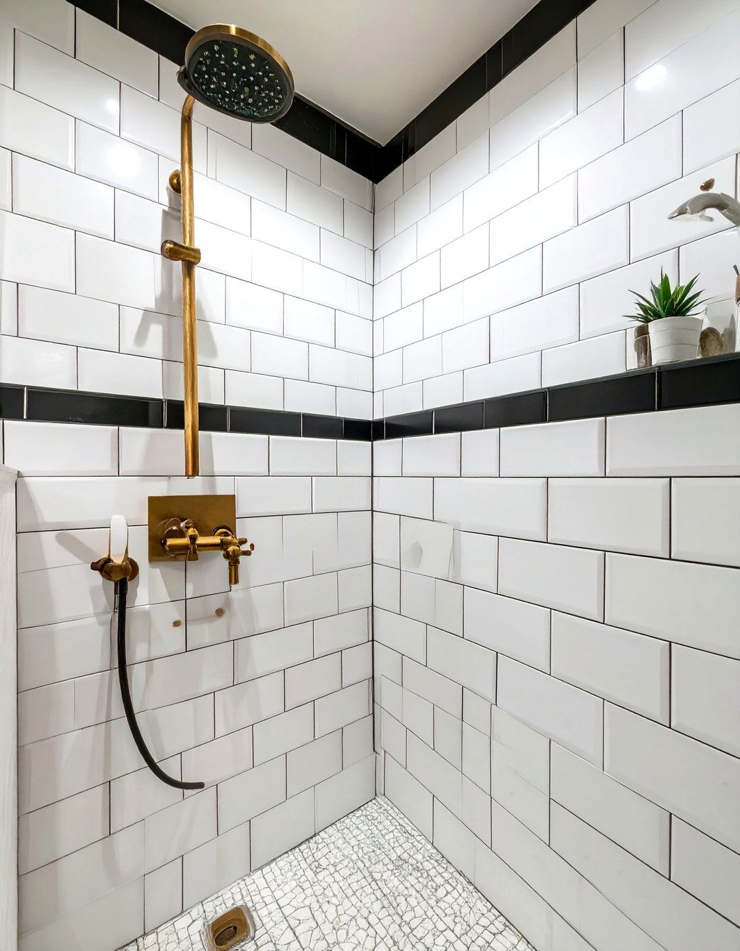Classic White Subway Shower Wall Tile with Dark Grout - 30 shower wall tile ideas