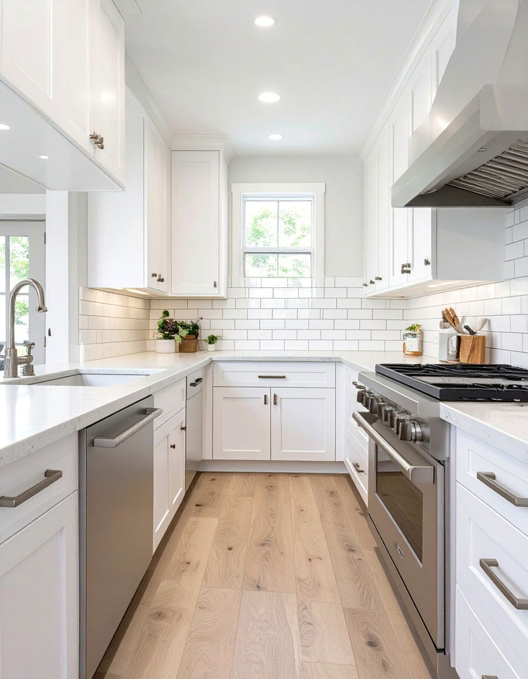 Classic White Subway Tile Backsplash - 30 backsplash ideas for white cabinets and quartz countertops