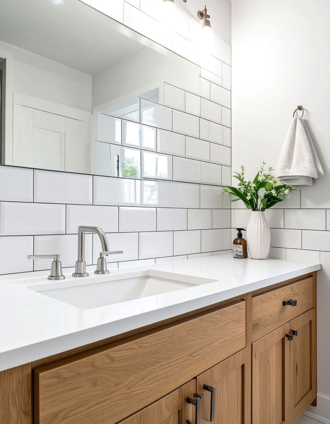 Classic White Subway Tile Bathroom Backsplash - 30 cheap bathroom backsplash ideas