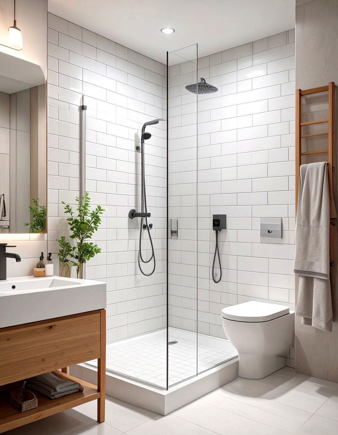 Classic White Subway Tiles - 30 washroom and bathroom tiles design ideas